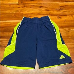 Adidas Blue and Lime Green Sports Shorts Kids Size 8